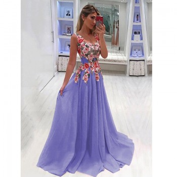 2020 Princess Dress Printed Dress Cross-Border Supply Maxi Dress MI0746